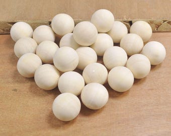 Perle en bois naturel de 20 mm, 50Pcs perle de bois à boule ronde inachevée, boule en bois - PAS de trou.