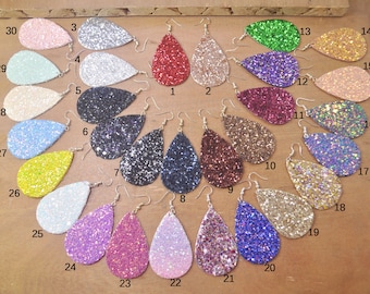 1 Pair Glitter Leather Teardrops Earring,30 Color, Teardrop Earrings,Teardrop Earring Jewelry,faux leather Tear Drop Earring Charm--56x36mm