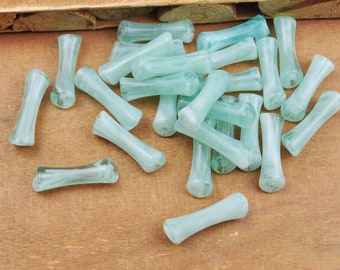 Forme de bambou : perles de bambou minces en tube acrylique marbré aqua de 8 mm, 8 pièces/40 pièces de perles en tube incurvées, bracelet jonc en acrylique, bijoux de bracelet