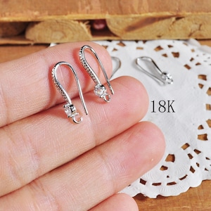 10-100pcs Silver Earring Hooks, 18K Rhodium Plated Brass Earwires,Earring Wires， Jewelry Supplies，Wholesale Earring Hooks