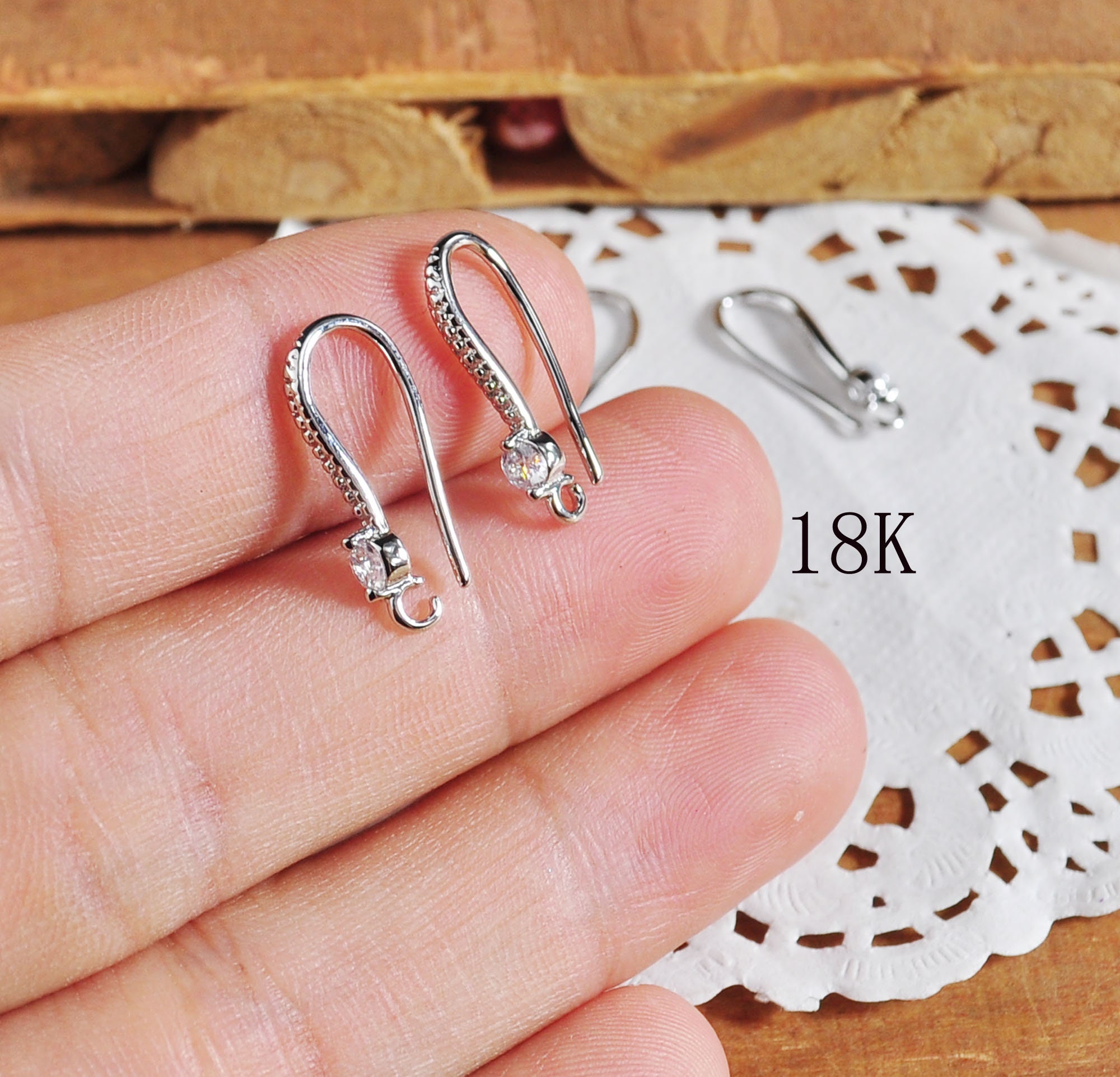 Wholesale Rhodium Plated 925 Sterling Silver Earring Hooks 