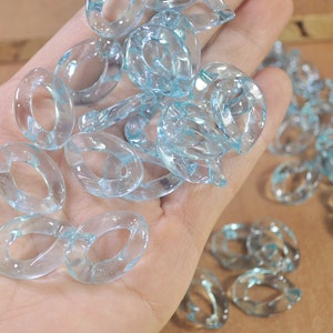 50Pcs Light Blue Transparent Plastic Chain, Chunky chain links, Open chain links,Curb chain links,Acrylic Chains for Jewelry Making Chain