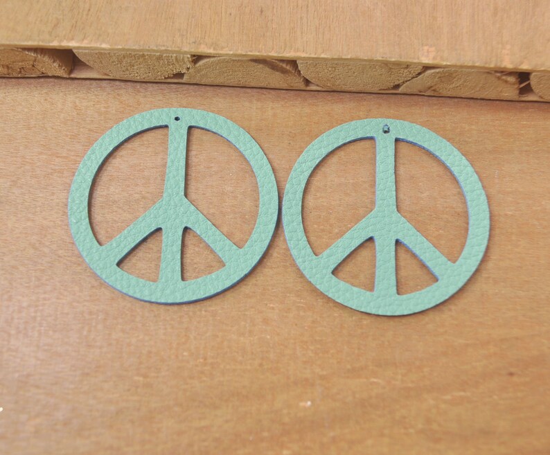 10pcs Leather Peace sign shapes For Earrings Making,Turquiose Leather Peace sign with holes,Faux leather Peace sign Die Cuts--5024#