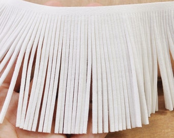 78mm wide wihte suede leather fringes, for costume fringes,3.3ft,fringed trim faux suede,leather fringes ,Indian fringes,tassel pendant