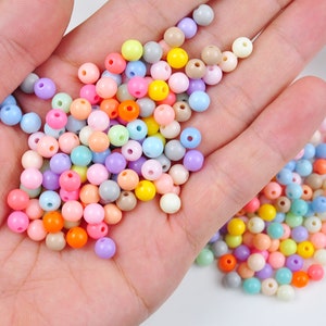 200/500 stuks 6 mm ronde kralen, acryl kauwgomballen bubblegum kralen, pastel kleur ronde spacer kralen, spacer kralen, kleine plastic ronde gladde kraal.