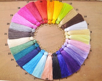 10 Pieces 65mm Silk Tassel with Jump Ring, tassel earring,Tassel Pendant,Wholesale Tassels, jewelry making, silk tassel, tassel garland.