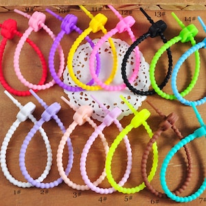 17Colors Flower Silicone Cord,Silicone Ties Bag Clip,Cable Straps,Bread Tie,Silicone Ties,Cable Ties,Bag Sealing Clips,Household Snake Tie