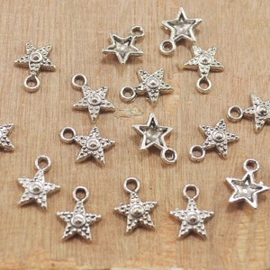 35pcs Antique Silver Five-Pointed Star Pendant Charms DIY Accessories Finding 12mm x 10mm