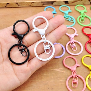 Colored Keychains, 14 Colors Key Ring, Metal Clasp,Lobster Claw Clasp, Swivel Connector, Key Ring，DIY Jewelry Making Bag Charm Accessories