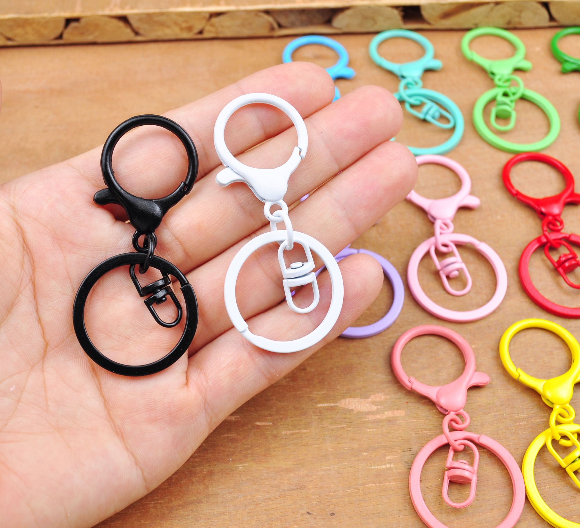 6PCS Colorful Key Chain Ring Metal Lobster Clasp Clips Bag Car Keychain  DIYJewelry Accessories Key Hooks Hook Up Base