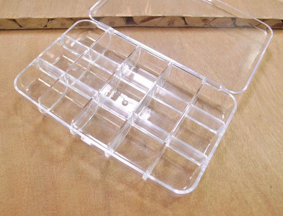 16 Pack Clear Plastic Beads Storage Containers Box With Hinged Lid