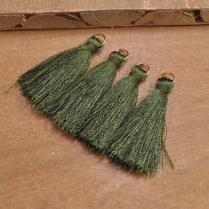 20Pcs 40mm Army green Tassel with Gold Jump Rings, Silk Tassel,Tassel, Tassel for Jewelry,Silky Tassel,Tassel Necklace,Tassel Earring 5#