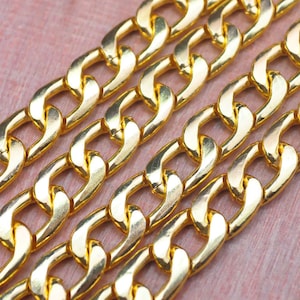 Chain,Gold Chain,Aluminium Chain,oval open flat Curb Chunky chain,Gold Chain for your Jewelry--10x16mm