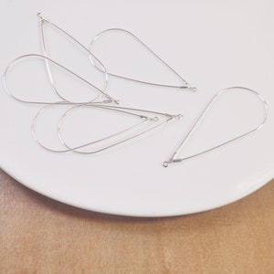 wholesale 100pcs Silver plated Openable Earwire Teardrop Earring Hoops , Teardrop Earring Components,DIY Earring Findings,52x25mm