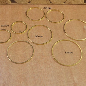 100pcs 20mm 25mm 30mm 35mm 40mm Gold Plated Circle Rings,Flat Round Brass Tube Circles Supplies, Connectors, Geometric jewelry Supplies