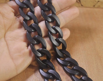 Black Plastic Chain,27.5“ Chunky chain links,Plastic Open chain links,Curb chain links,Acrylic Chains for Jewelry Making Chain