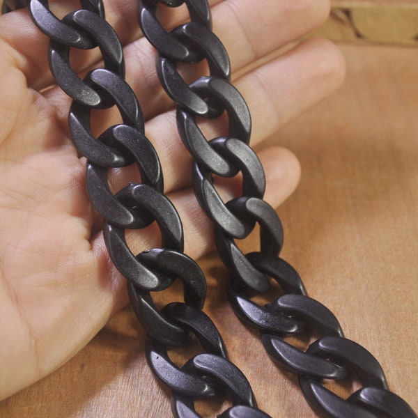 Black Plastic Chain,27.5“ Chunky chain links,Plastic Open chain links,Curb chain links,Acrylic Chains for Jewelry Making Chain