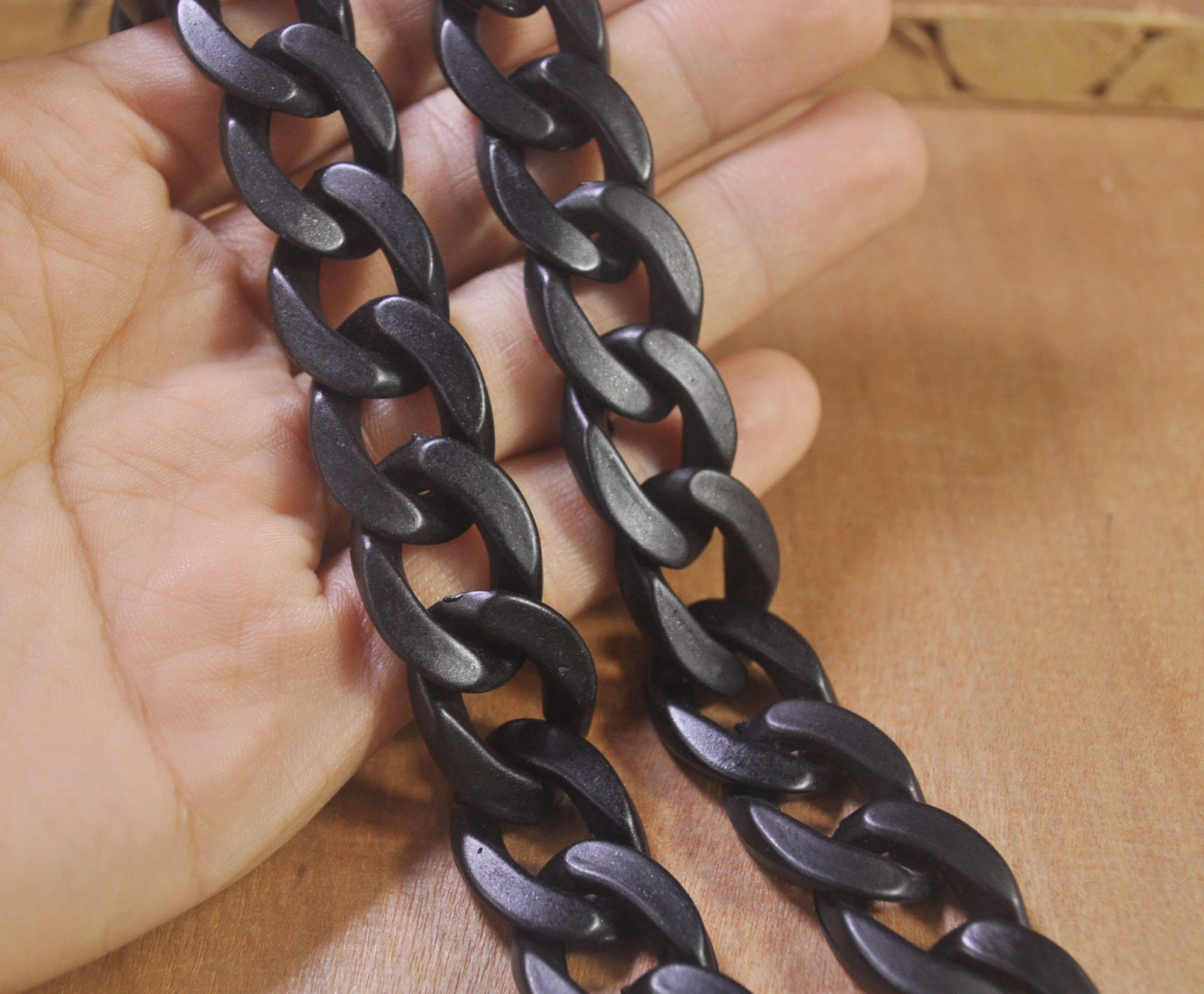 Black Plastic Chain,27.5“ Chunky chain links,Plastic Open chain links,Curb  chain links,Acrylic Chains for Jewelry Making Chain