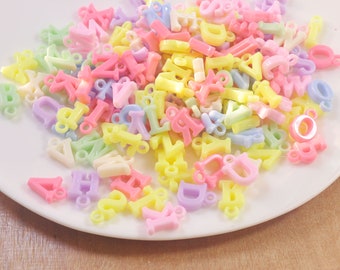 100stk Mischfarbe Acrylperlen, Süßigkeit Pastell Acryl Alphabet Buchstaben Perlen, Frühling Schmuck Zubehör