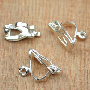 50PCS silver plated back clip earring findings setting,non pierced clip,Silver earring clip,Metal Ear Wrap with small loop Ear Cuff