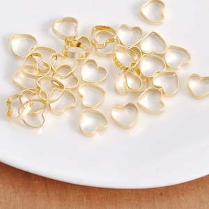 10/20/50Pcs 18k Gold Heart Link, Real Gold Plated Heart Charm,Heart Brass Link Pendants, Heart Link Connectors,Jewelry Making,9.5x10mm