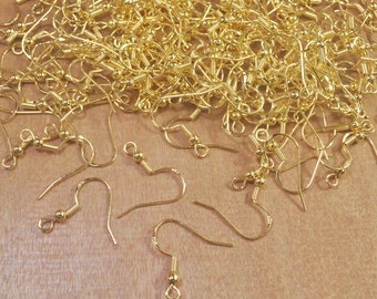 18K Gold Ear Wire,10,20,30,40,50,100Pcs 18K Gold Plated Earring Hooks,Earring findings -17x20mm