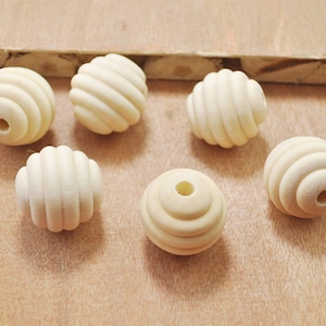 Wholesale Unfinished Wooden Bead,50pcs Natural Wood Beads screw thread carved beads finding- 20mm