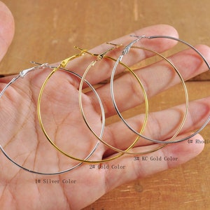 Large Earring Hoops,50/100Pcs 4 Colors metal Earring hoops,Beading Earrings Hoops,wholesale,DIY Earrings Accessories,60mm.