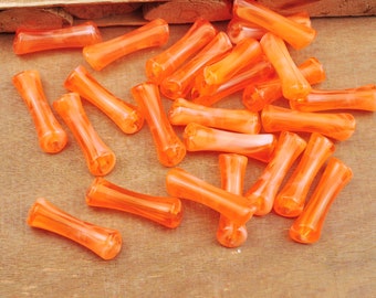 Forme de bambou : 8 mm, fines perles de bambou tubulaires en acrylique marbré orange, 8 pièces/40 pièces de perles tubulaires incurvées, bracelet jonc en acrylique, bracelet bijoux