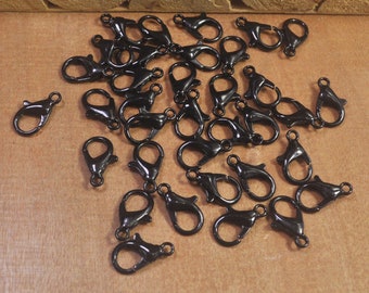 Fermoirs noirs de petit homard de 30Pcs, fermoirs de perroquet de 14x8mm, fermoirs de griffe, collier/bracelets en gros Fermoir, fermoirs d’alliage de zinc faisant des approvisionnements