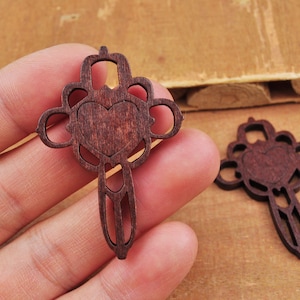 10 piezas/20 piezas/50 piezas cruces de madera, cruz de madera de café, colgante de encanto de cruz de madera sin terminar, cruces retro, joyería gótica, al por mayor, 50x35 mm
