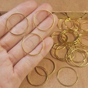 50pcs 25mm Gold Plated Circle Rings,Round Brass Cut Tube Circles Supplies,Circle Connectors,Simple Circles,Solid Brass Rings (FF5543#)