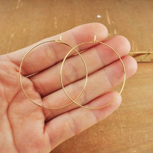 18k Gold Plated Earring Hoops,45mm Hypoallergenic Circle earrings, Round Earring Hoop for Earrings Pendant Wine Glass Charm Jewelry Making