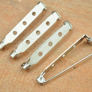 Silver Brooch Pin Backs Setting Blank With Roll Safety Clasp,50pcs Silver metal Pin Bar Back Base,33x5mm