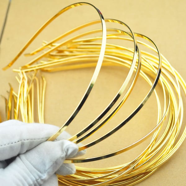 Gold headbands--50pcs 3mm(1/8 inch) Gold plated Metal Headbands with bent end headband,wholesale headband.