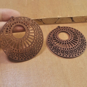 10pcs Round Flower Wood Pendant - Coffee Wooden Earrings-  Wood Jewelry -Carved Wooden Necklace Pendant,60mm