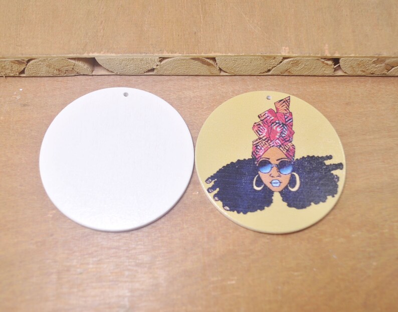 6Pcs DIY Wooden Earrings,Afro African wood earring,Africa Girl earrings,Flat Round Wooden Earrings,Big Earrings,Ethnic Jewelry-60mm-FF112#