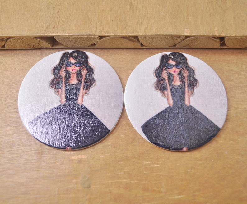 6Pcs DIY Wooden Earrings,African girl wood earring,fashion African Jewelry,Flat Round Wooden Earrings,Big Earrings,Ethnic Jewelry-60mm-FF284
