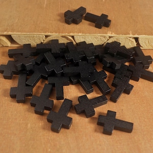 50pcs Black Wood Cross Pendants,Wooden Crosses,Wooden beads,Wood Cross necklace/bracelet/earring pendant - 23x15mm