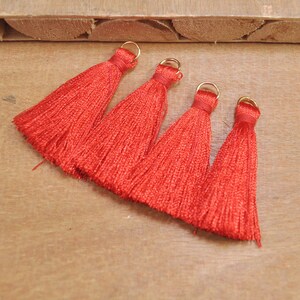 20Pcs 40mm Red Tassel with Gold Jump Rings, Silk Tassel,Tassel, Tassel for Jewelry,Silky Tassel,Tassel Necklace,Tassel Earring 9#