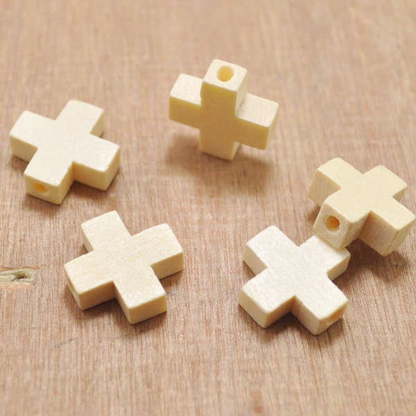 wooden cross beads,100pcs Small Unfinished Natural Wood Cross Charms,square wooden cross finding,mini wooden cross pendant--15x15x5mm.