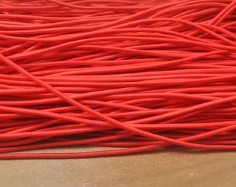 Red Elastic Cord,2.5mm Red Elastic Cord,Elastic round Rope Trim Bracelet, Nylon Exterior Rubber Interior-5yards/10yards/50yards