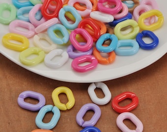 50 Mixed Colors Oval Acrylic Chain Links，19mm Plastic or Acrylic Chain Links Pieces，DIY bracelet/necklace/handbag/Phone chain/glasses chain