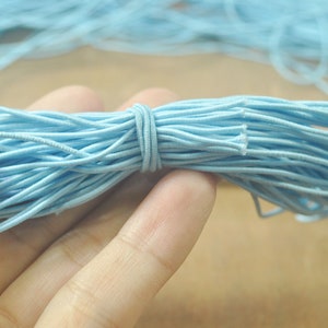 50/100yards Light Blue Elastic Cord,1mm Nylon Coated Round Elastic Cord Stretch Beading Mala String,Stretch Drawstring,Stretch Cord