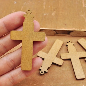 Wood Cross Bead,67x38mm wooden Crosses,10-50pcs Raw Natural Wood Cross Pendants - Beading Charm Custom Jewelry Bead - Necklack-Earrings-DIY