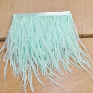 Feather,Aqua Ostrich Feather,1 yard /2 yards /5 yards /10 yards Ostrich Feather Fringe trim 13-15 cm (5-6 inch)