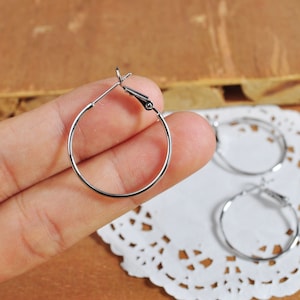 2pcs 25mm 18K Gold Hoop Earring Blanks,Silver Plated Brass Earring,Hypoallergenic Round Circle Hoop Earrings DIY Jewelry Making Ear Hooks