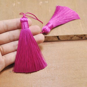 2 unids Roseo borla de seda, 82mm grandes borlas, borla de seda hecha a mano, borla de collar, borlas de joyería, borla de hilo, borlas Boho, Borlas de almohada