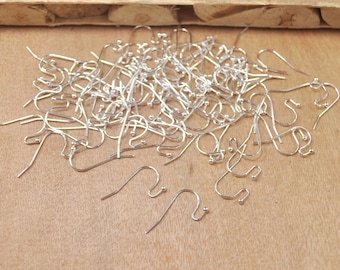 100pcs Silver Hook Earwire Plated,Ball End Earwires,fishhook earwire,Silver Ear hook,Earwire Wholesales,Jewellery Findings,2mm ball,21x11mm