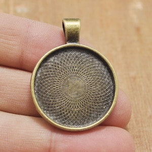 25pcs Bronze Round Pendant Trays - 1inch 25mm Blank Necklace Pendants,Cabochon Tray,Pendant Blanks Supply